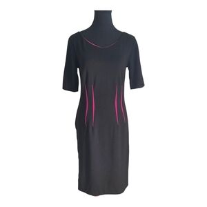 Cleo Black Midi Dress with Pink Detailing Size 6